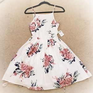 White Floral High Neck Dress Charlotte Russe